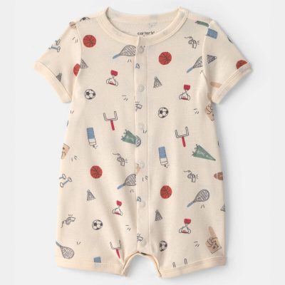 Baby Sports Short-Sleeve Romper - Ivory