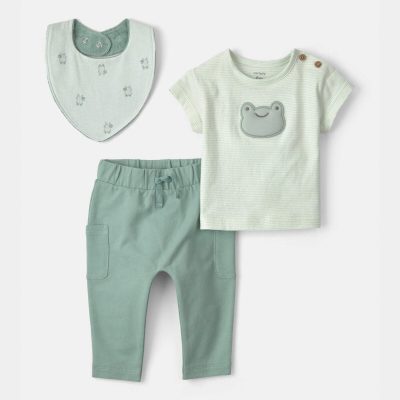 Baby Boy 3-Piece Frog Top & Pant Set - Green