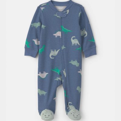 Baby Boy Dinosaur 2-Way Zip Sleep & Play Pajamas - Blue