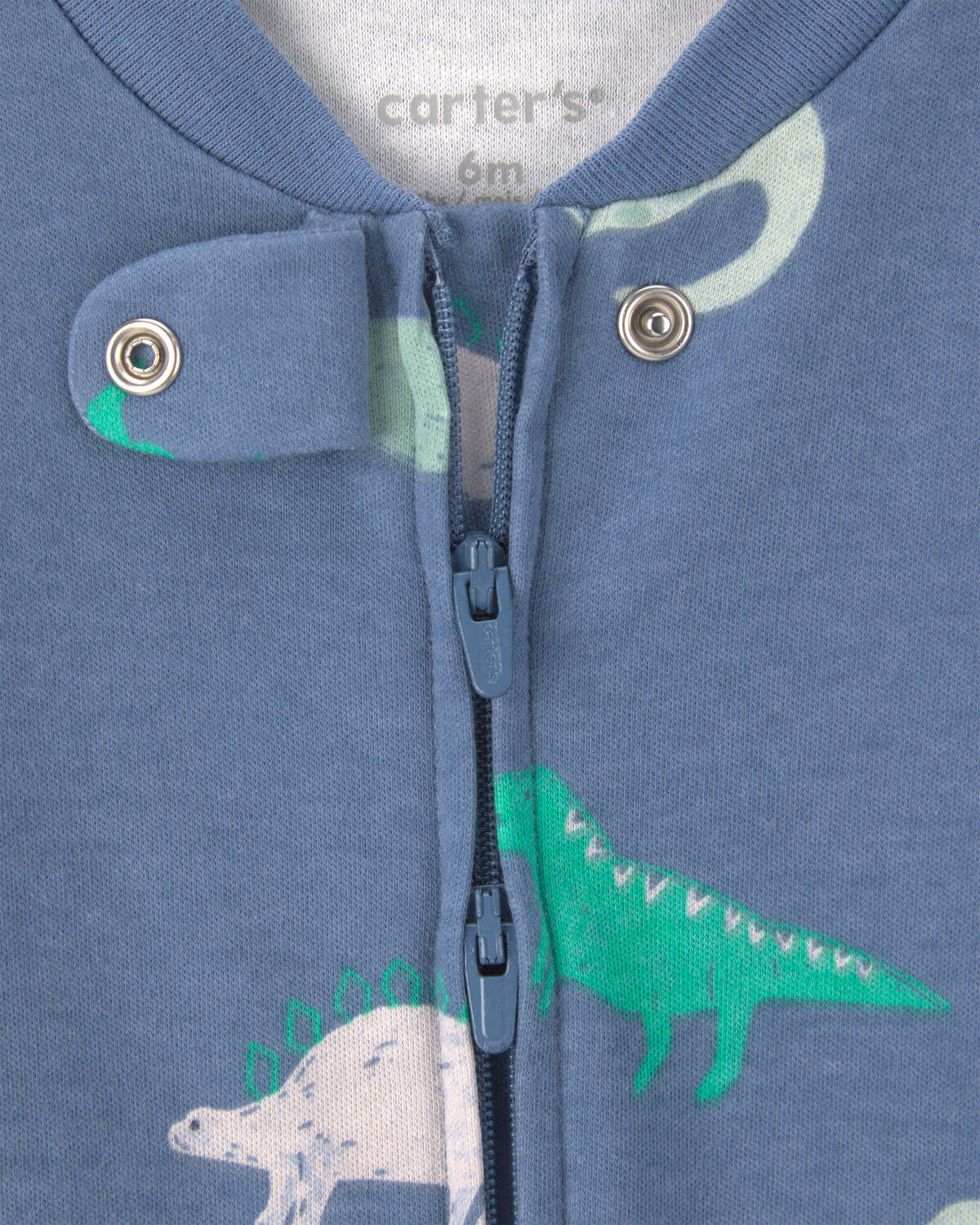 Baby Boy Dinosaur 2-Way Zip Sleep & Play Pajamas - Blue - Image 2