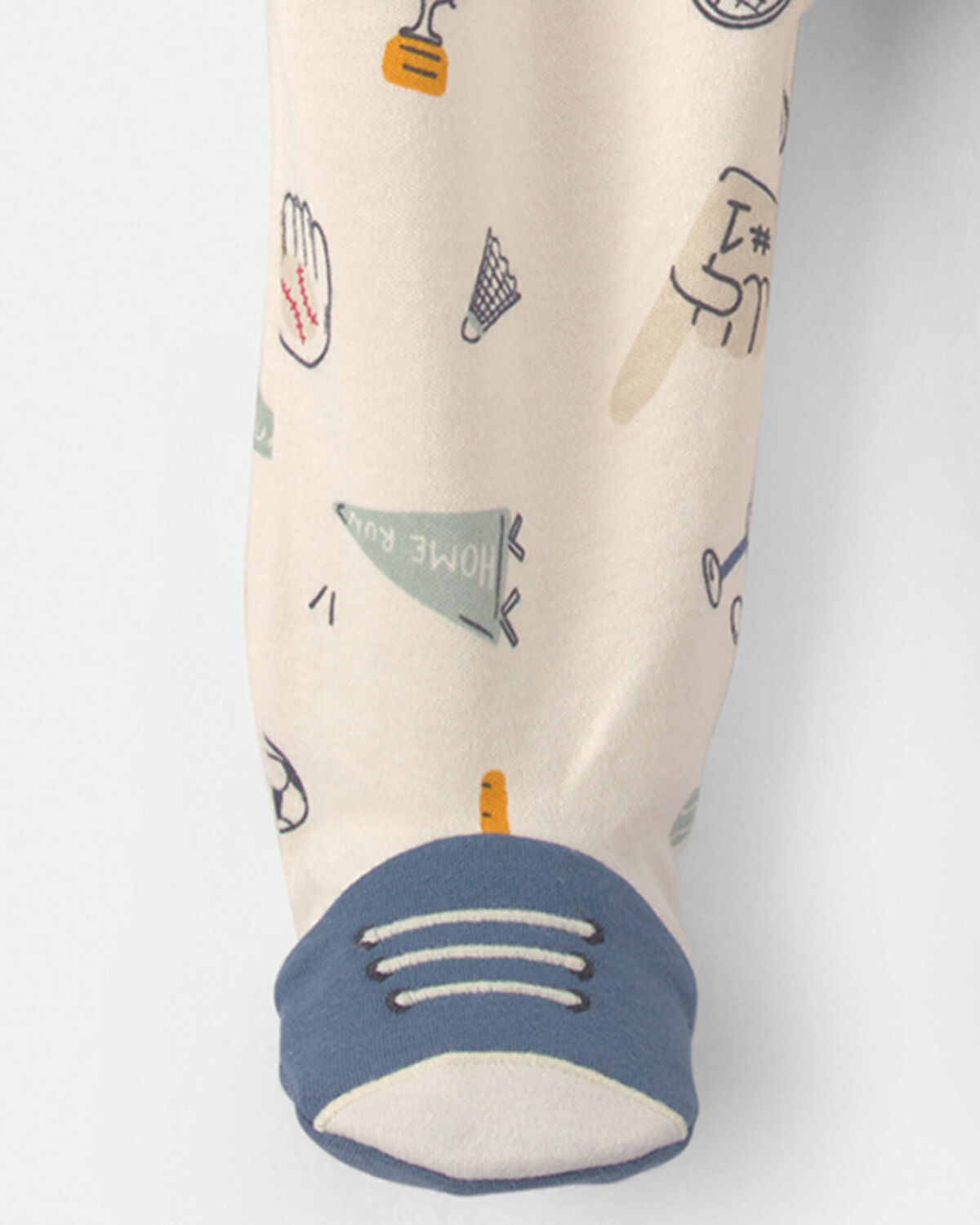 Baby Boy Sports 2-Way Zip Sleep & Play Pajamas - Ivory - Image 3