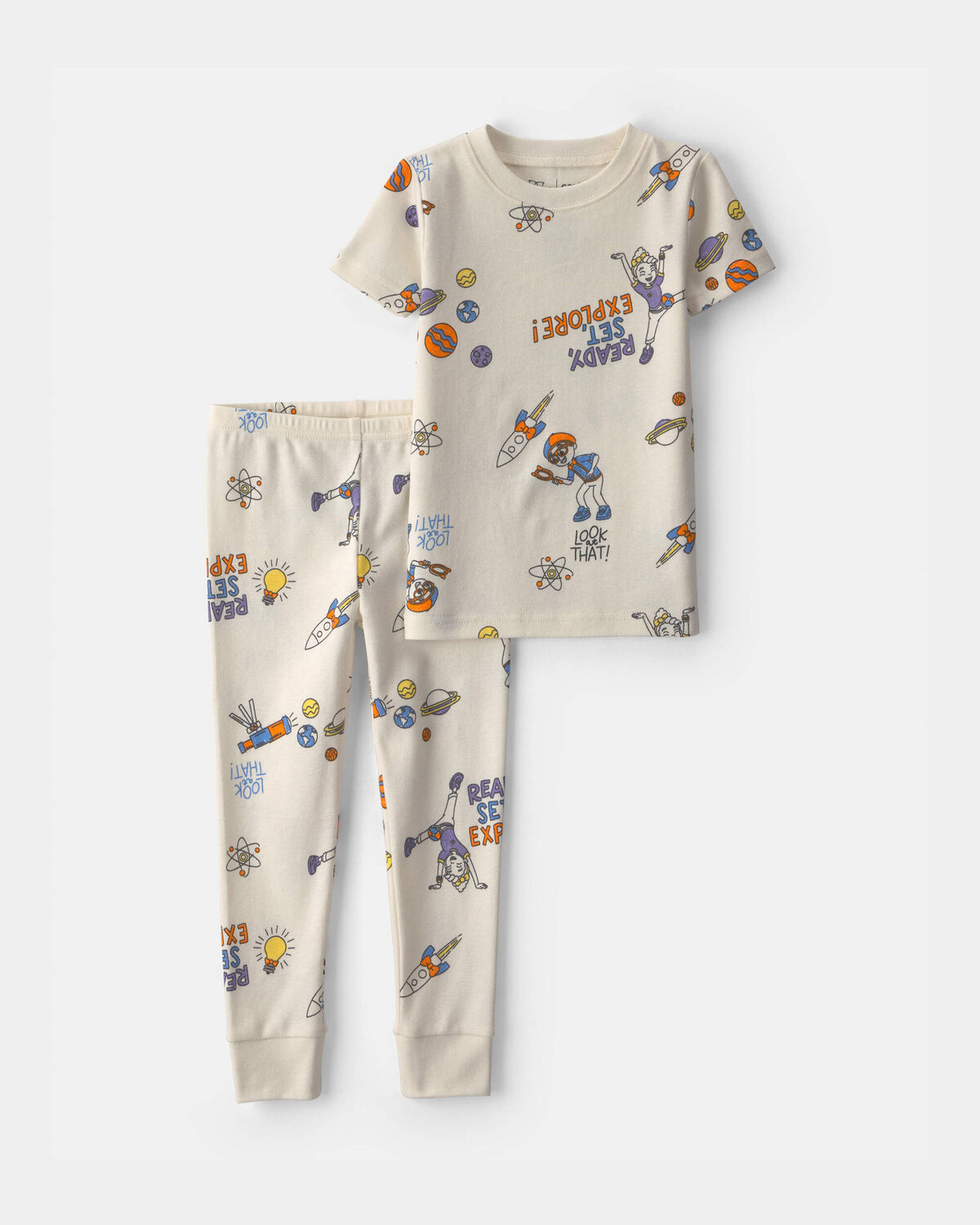 Baby 2-Piece Blippi Short-Sleeve Pajama Set - Cream