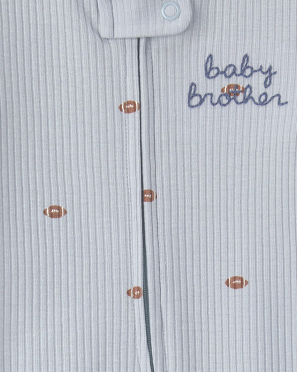 Baby Boy 'Baby Brother' Cotton 2-Way Zip Sleep & Play Pajamas - Blue - Image 3