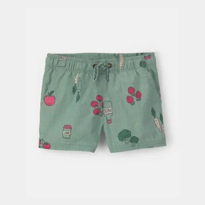 Baby Boy Veggie Fruit Shorts - Green