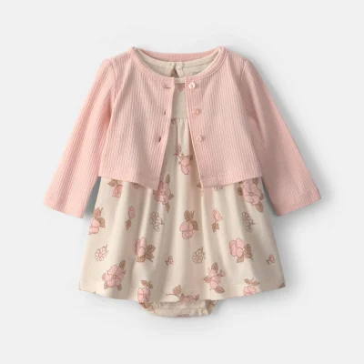 Baby Girl 2-Piece Floral Dress Set - Pink/Ivory