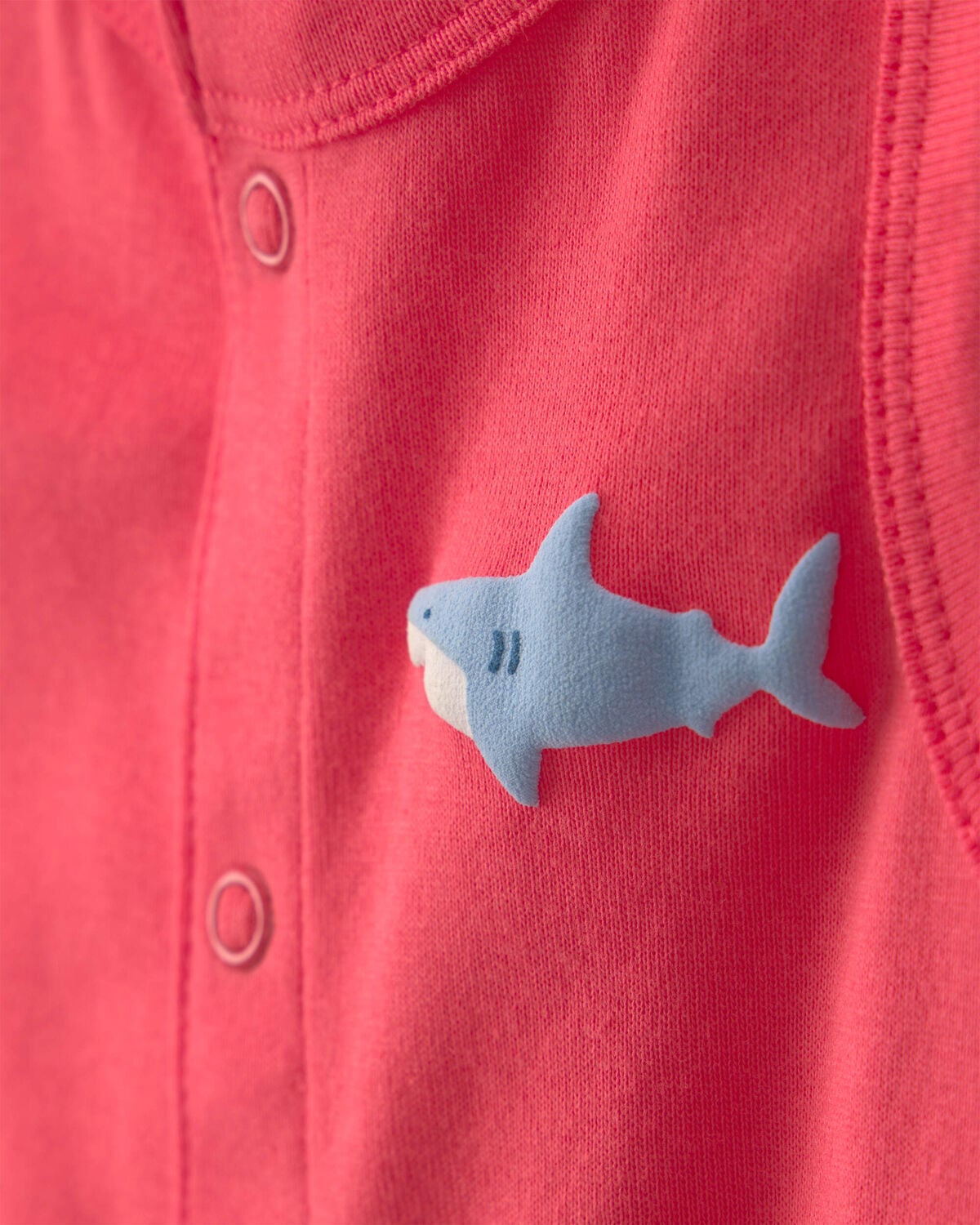 Baby Boy Shark Romper - Coral - Image 2