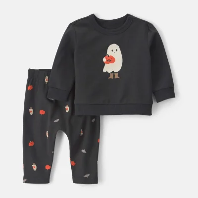 Baby 2-Piece Halloween Long-Sleeve Top & Pant Set - Black