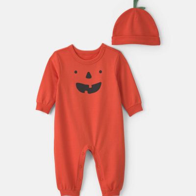 Baby 2-Piece Pumpkin Long-Sleeve Jumpsuit - Orange