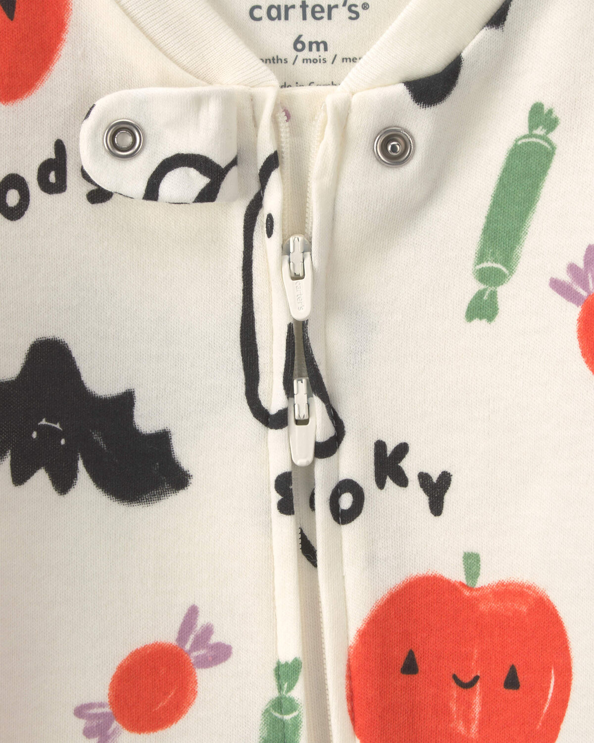 Baby Halloween 2-Way Zip 100% Cotton Sleep & Play Pajamas - Cream - Image 3