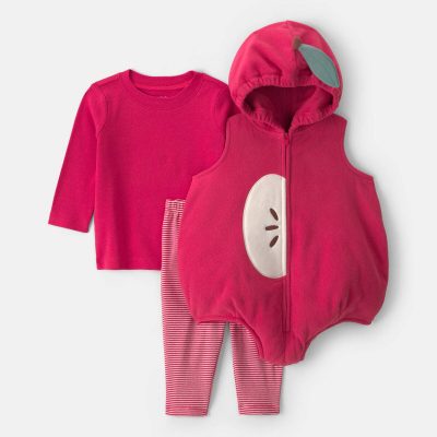 Baby 3-Piece Apple Halloween Long-Sleeve Costume - Red