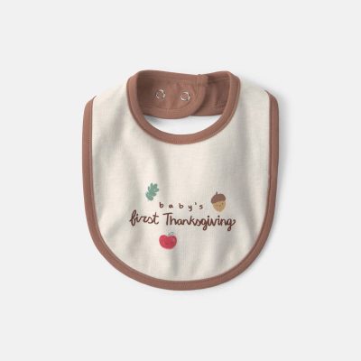 Baby 'Baby's First Thanksgiving' 100% Cotton Bib - Cream
