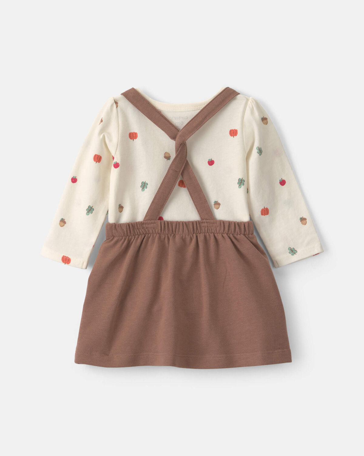 Baby Girl 3-Piece Thanksgiving Long-Sleeve Dress Set - Cream/Brown - Image 2