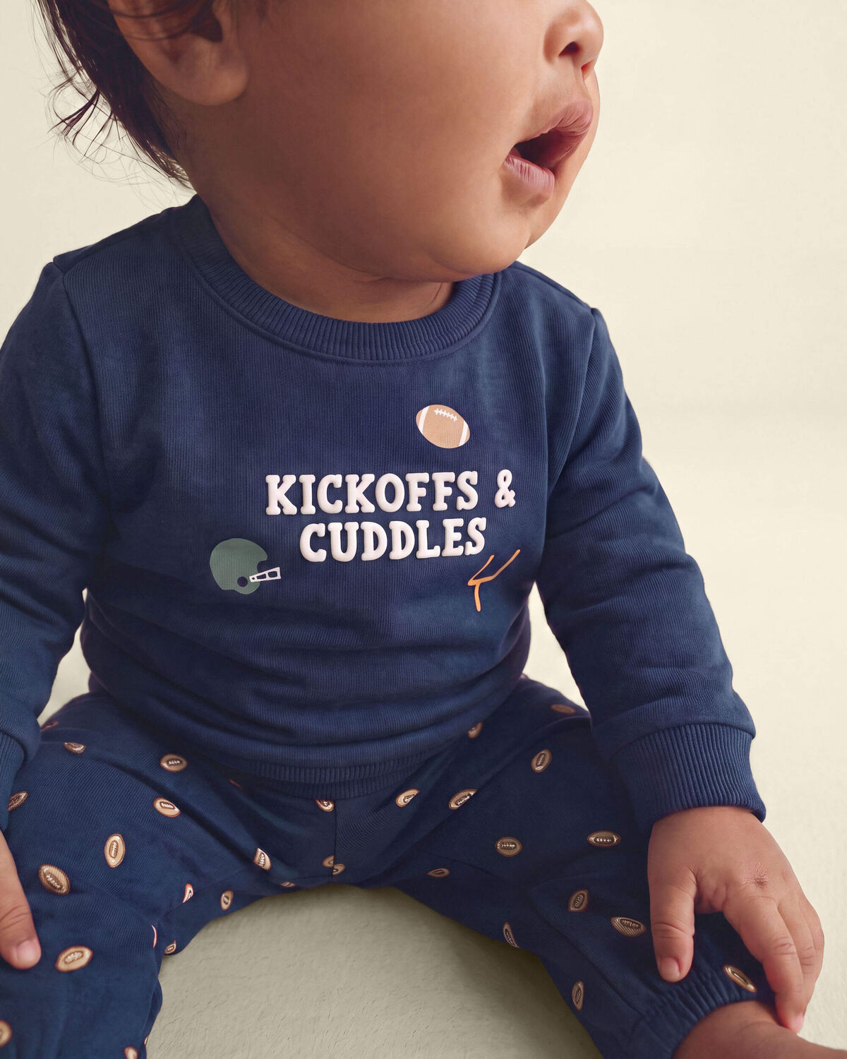 Baby Boy 2-Piece Football French Terry Pullover & Pant Set - Navy Blue - Image 6