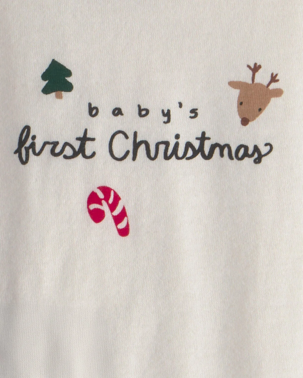 Baby 2-Piece 'Baby's First Christmas' Long-Sleeve Bodysuit & Pant Set - Ivory/Green - Image 3