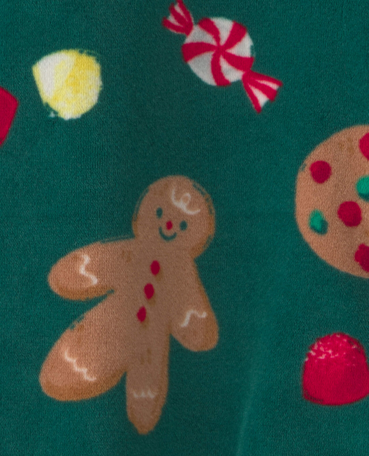Baby Christmas Gingerbread 2-Way Zip DreamPlush Sleep & Play Pajamas - Green - Image 5