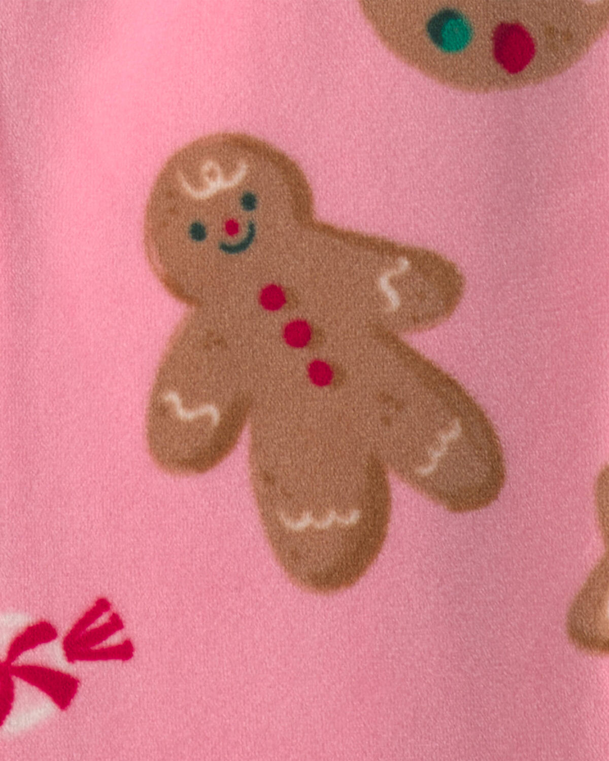 Baby Girl Christmas Gingerbread 2-Way Zip DreamPlush Sleep & Play Pajamas - Pink - Image 3