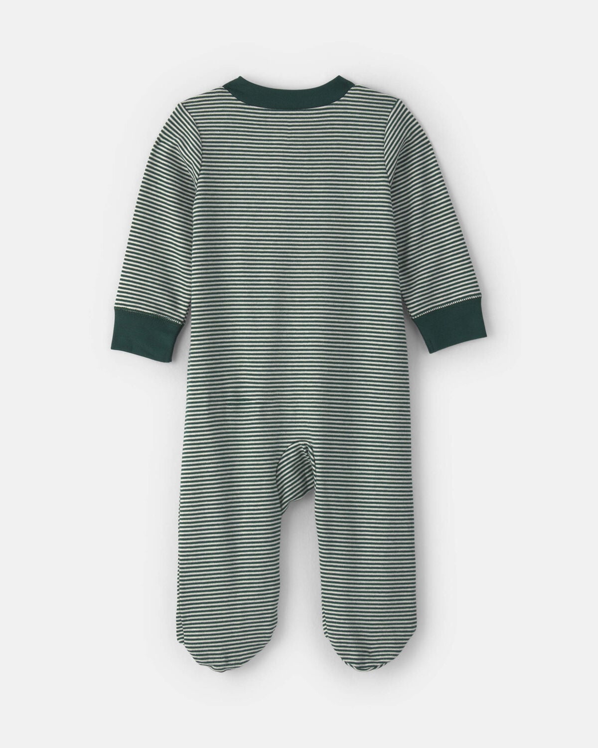 Baby Snowman 100% Cotton 2-Way Zip Sleep & Play Pajamas - Green - Image 2