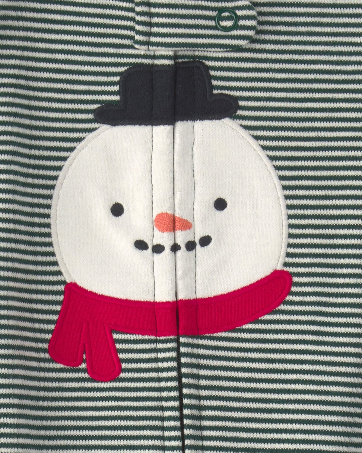 Baby Snowman 100% Cotton 2-Way Zip Sleep & Play Pajamas - Green - Image 4