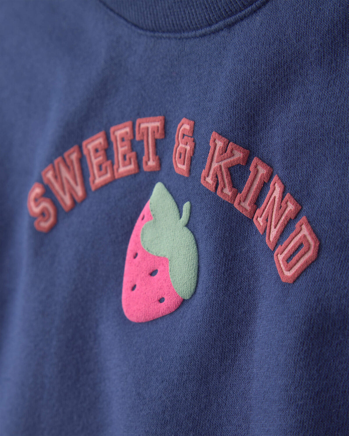 Baby Girl 2-Piece 'Sweet & Kind' Strawberry Sweatshirt & Pant Set - Navy Blue - Image 3