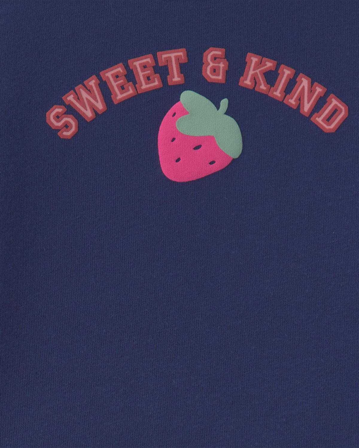 Baby Girl 2-Piece 'Sweet & Kind' Strawberry Sweatshirt & Pant Set - Navy Blue - Image 4