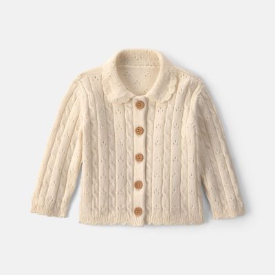 Baby Girl Fair Isle Cardigan Sweater - Cream