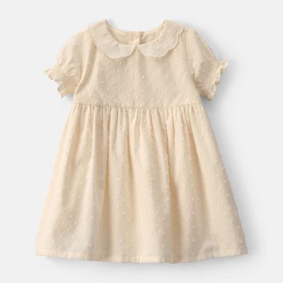 Baby Girl Swiss Dot Short-Sleeve Dress - Cream