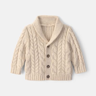 Baby Boy Cardigan Sweater - Cream