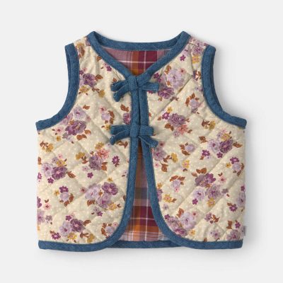 Baby Girl Floral Vest - Cream