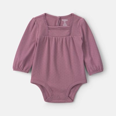 Baby Girl Long-Sleeve Fashion Bodysuit - Purple