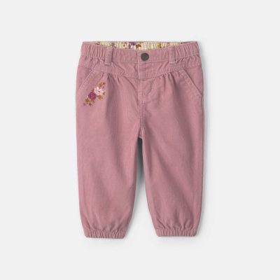 Baby Girl Floral Corduroy Baggy Pants - Purple