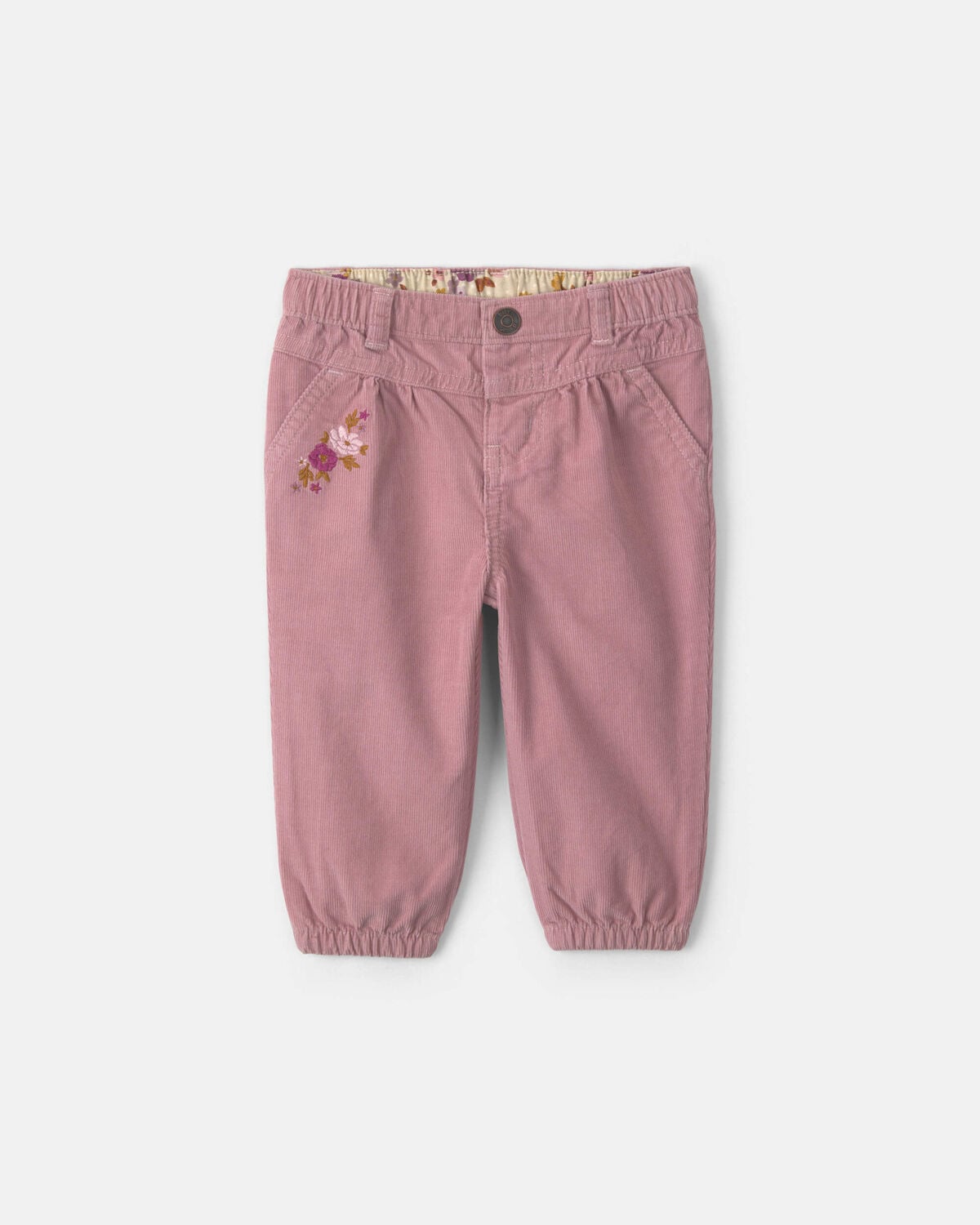 Baby Girl Floral Corduroy Baggy Pants - Purple
