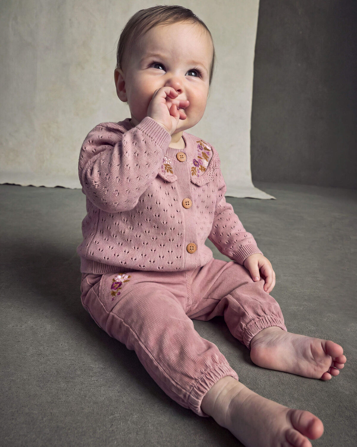 Baby Girl Floral Corduroy Baggy Pants - Purple - Image 4