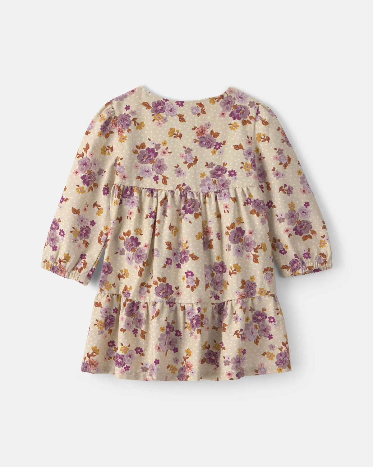 Baby Girl 2-Piece Floral Twill Long-Sleeve Dress - Cream - Image 2