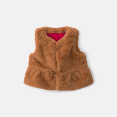 Baby Girl Faux Fur Vest - Brown