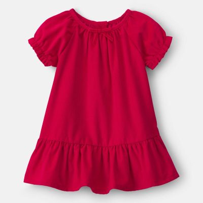 Baby Girl Corduroy Short-Sleeve Dress - Red
