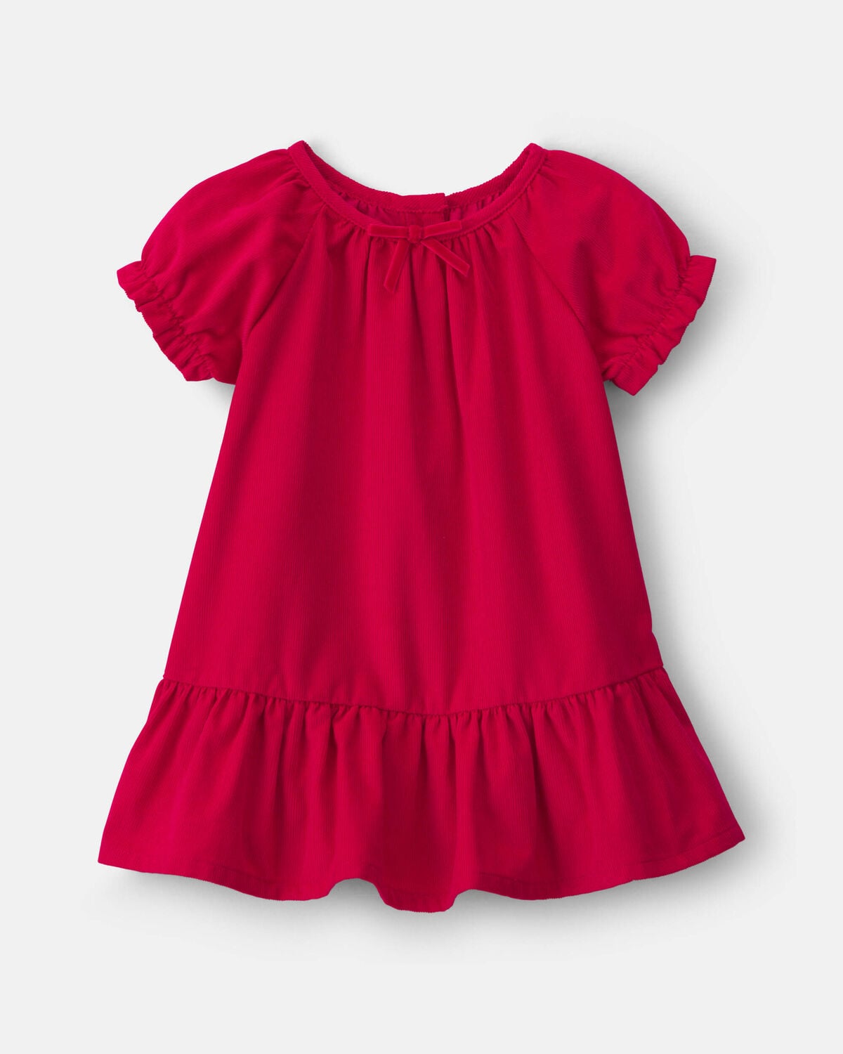Baby Girl Corduroy Short-Sleeve Dress - Red