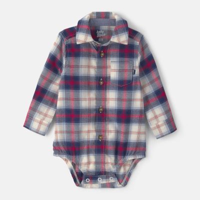 Baby Boy Plaid Long-Sleeve Bodysuit