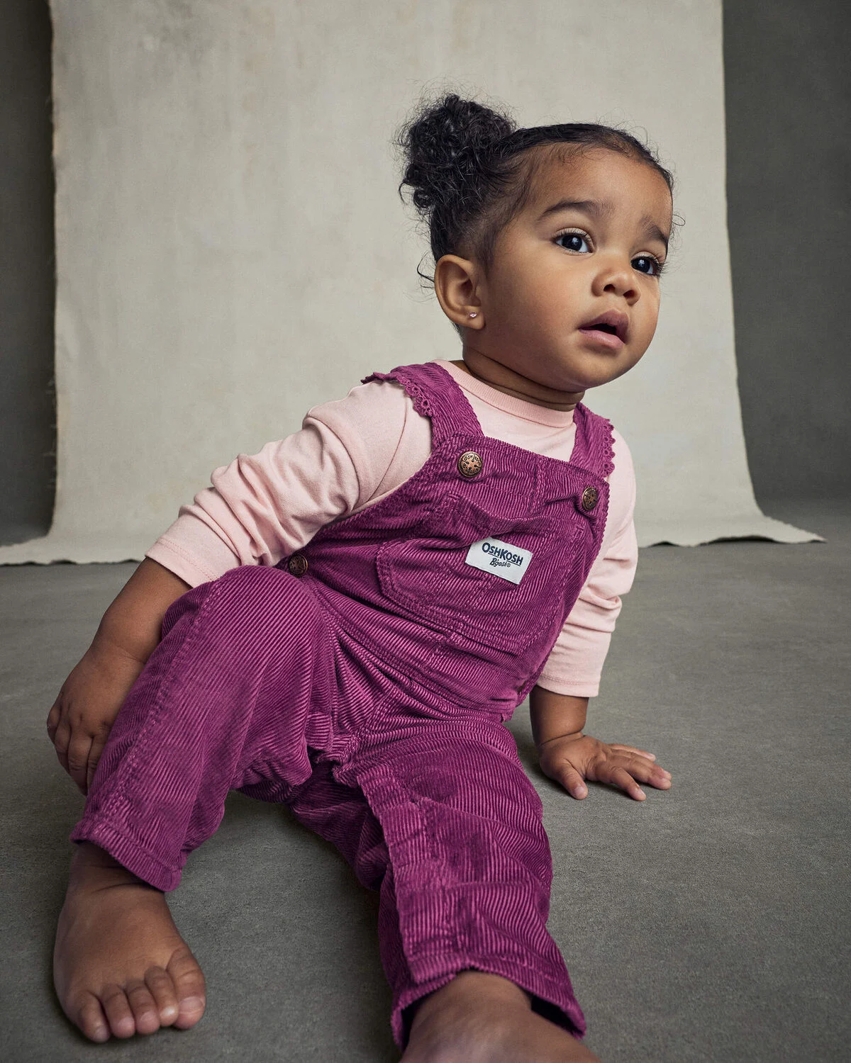 Baby Girl Corduroy Overalls - Purple - Image 2