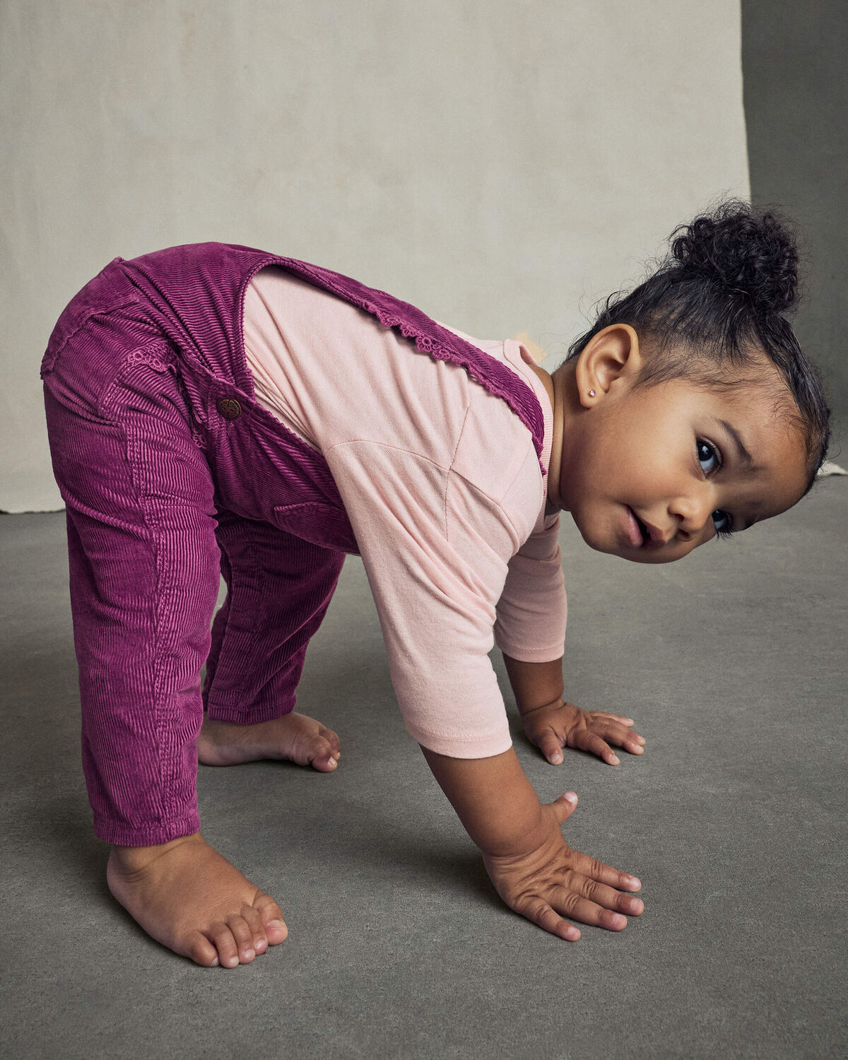 Baby Girl Corduroy Overalls - Purple - Image 4