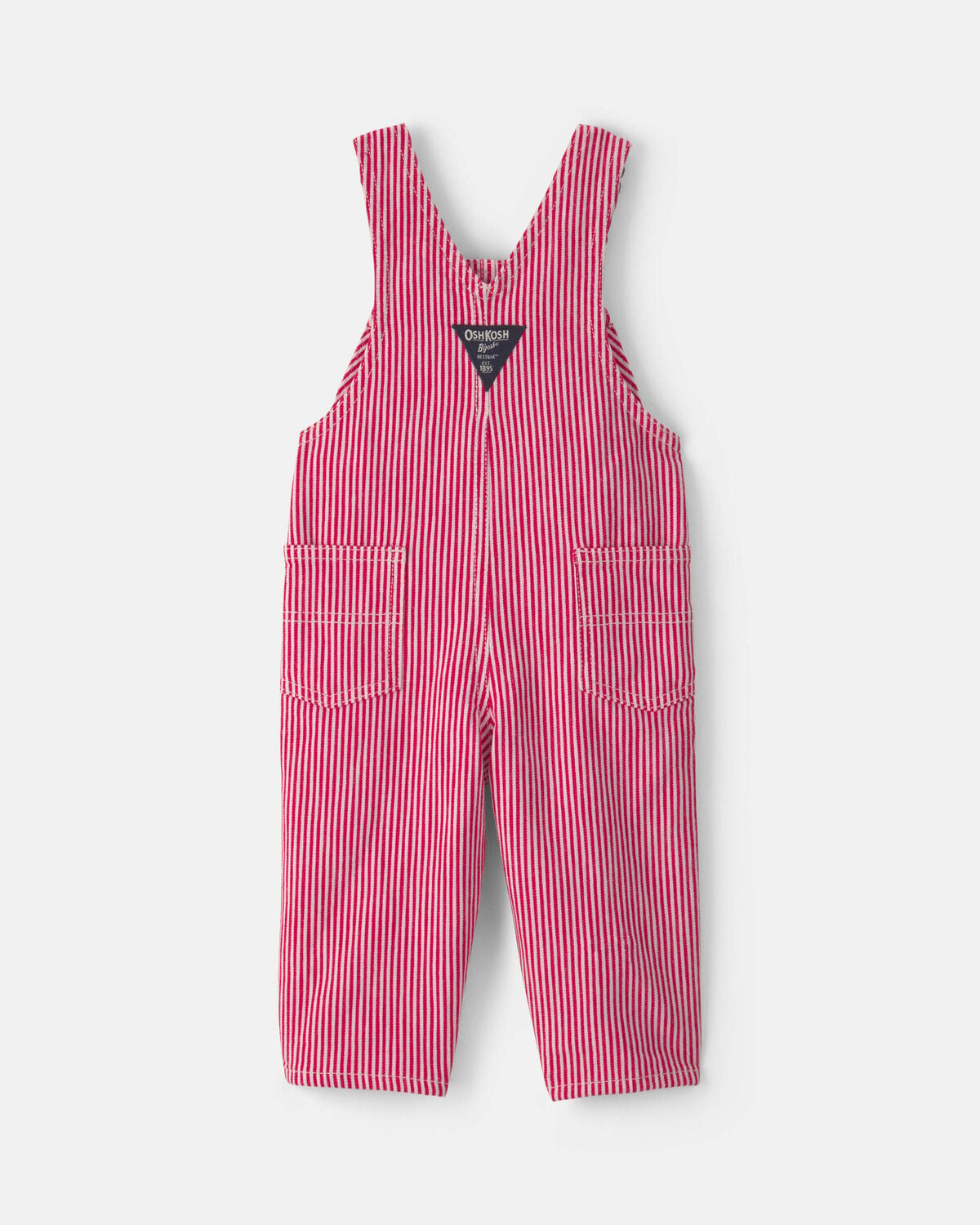 Baby Boy Hickory Stripe Overalls - Red/White - Image 2
