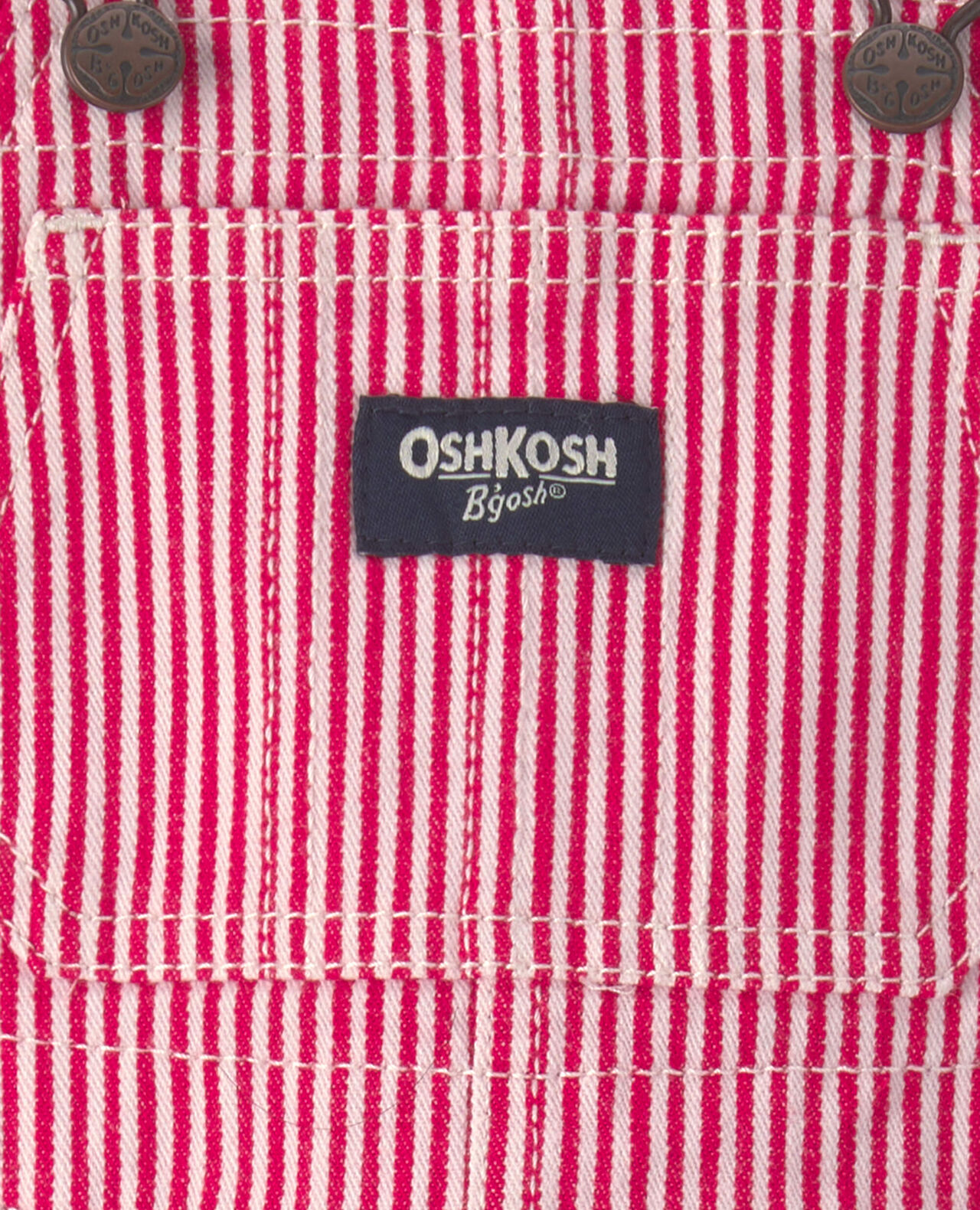 Baby Boy Hickory Stripe Overalls - Red/White - Image 4
