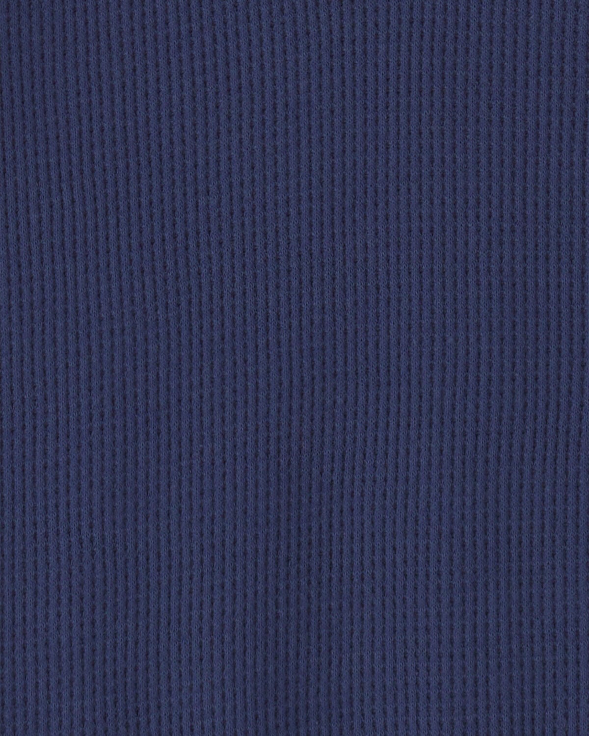 Baby Boy Thermal Long-Sleeve Hooded Bodysuit - Navy Blue - Image 2