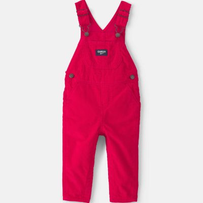 Baby Girl Corduroy Overalls - Red