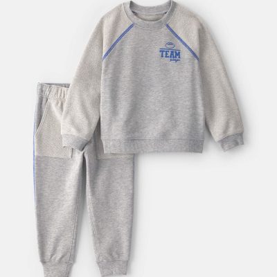 Baby Boy 2-Piece 'Team Player' French Terry Sweatshirt & Pant Set - Grey
