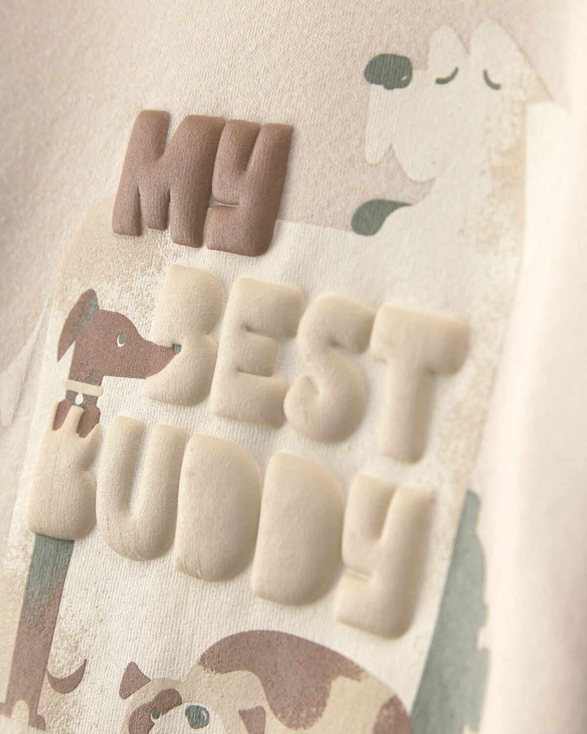 Baby Boy 2-Piece 'My Best Buddy' Dog Fleece Sweatshirt & Pant Set - Cream/Brown - Image 3