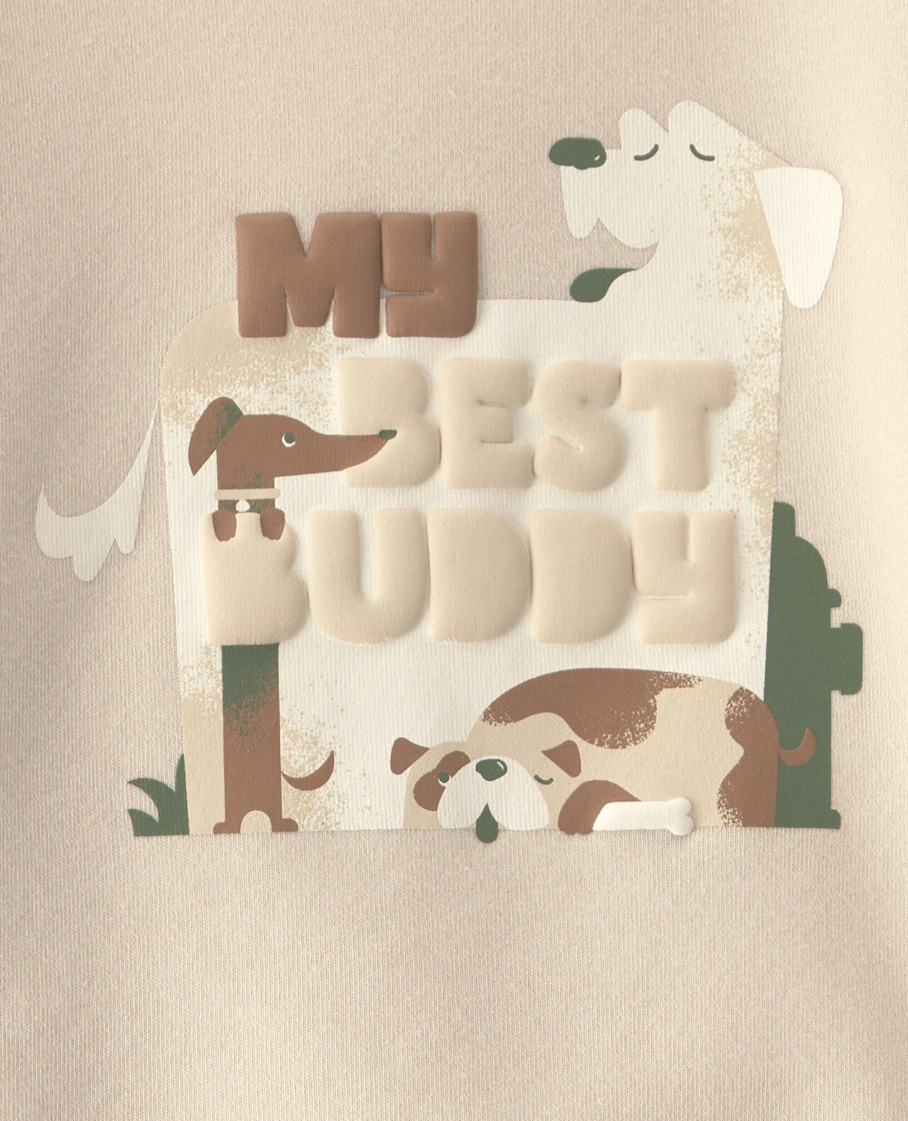 Baby Boy 2-Piece 'My Best Buddy' Dog Fleece Sweatshirt & Pant Set - Cream/Brown - Image 6