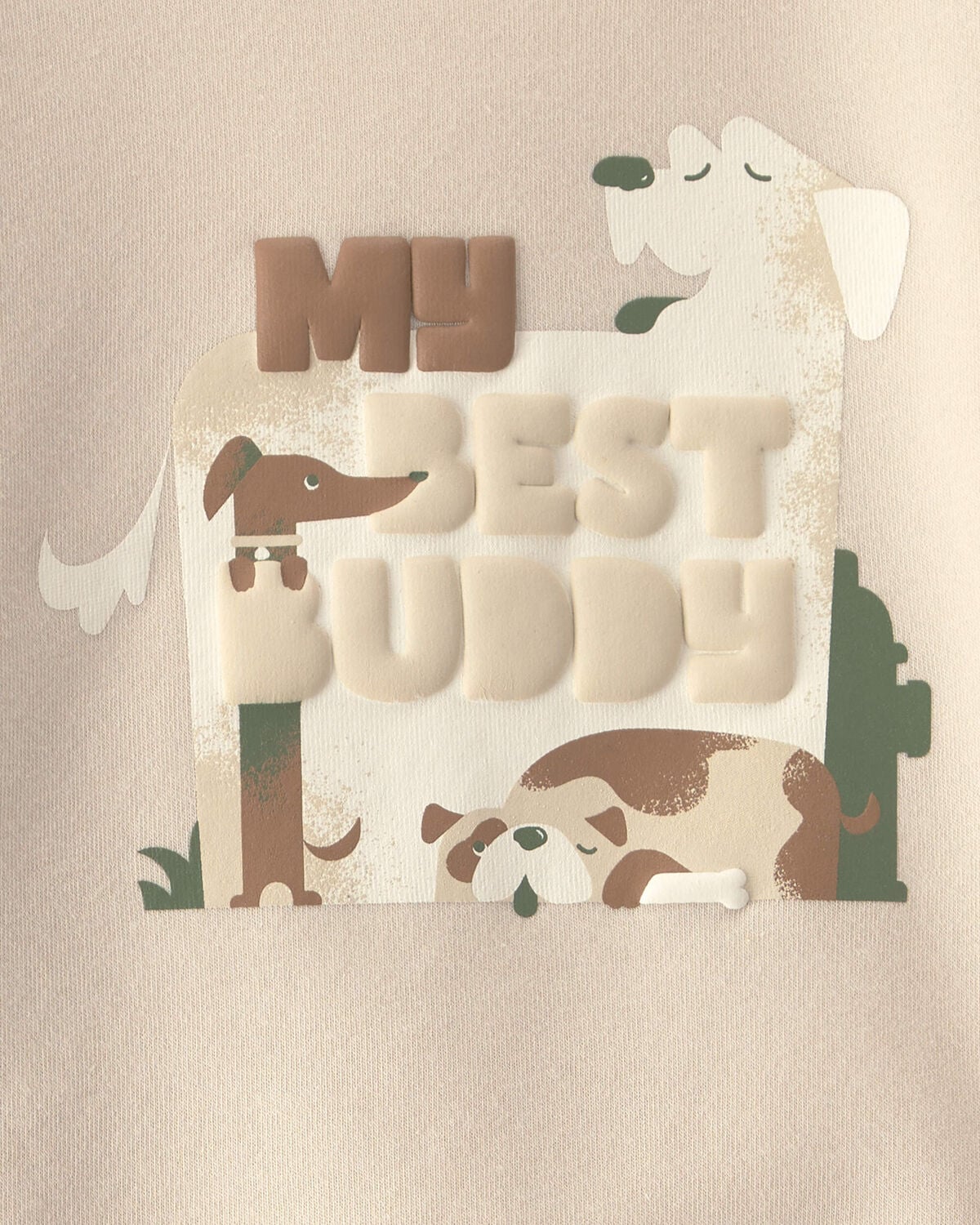 Baby Boy 2-Piece 'My Best Buddy' Dog Fleece Sweatshirt & Pant Set - Cream/Brown - Image 4