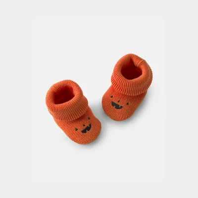 Baby Halloween Pumpkin Booties - Orange