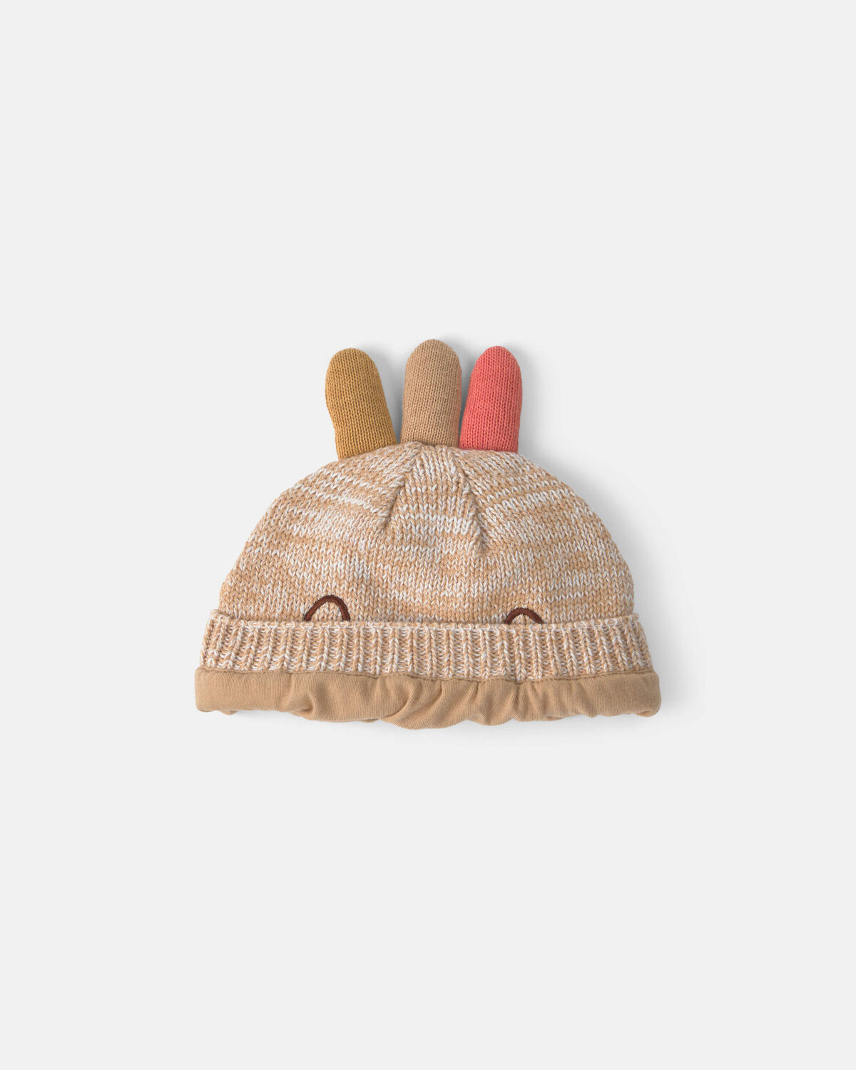 Baby Thanksgiving Turkey Knit Hat - Cream - Image 2