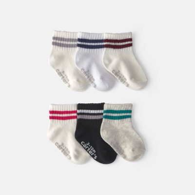 Baby Boy 6-Pack Varsity Striped Ankle Socks